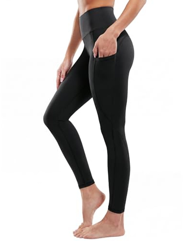 G4Free Womens Yoga Pants with Pockets High Waist Tummy Control Sports Leggings Trousers Gym Athletic Workout Running Leggings（Black,L）