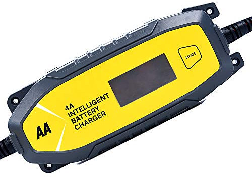 AA AA0725 4A Intelligent Car Battery Charger - LCD,8 Stage, Recover Dead Battery,Up To 4.0 DC Current, Memory/Autostart,Fully Protected From Sparks, Overheating, Reverse Polarity,Short Circuits,Black