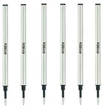 Tintenroller-Mine 4,37'',Roller Ball Fine Point 0,5 mm, German Ink Refill Packung mit austauschbaren Kugelschreiber Refills Medium Point(6er Pack) (schwarz)