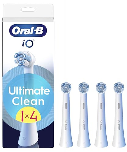 Oral-B Testine di Ricambio iO Ultimate Clean, Bianche, 4 Ricambi - 4 Testine di Ricambio per Spazzolino Elettrico, Rotonde Originali, Rimozione Profonda Della Piastra Batterica