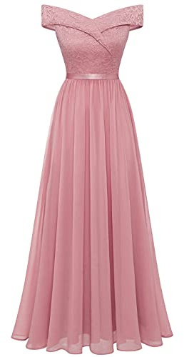 Bbonlinedress Vestido Elegante Mujer de Fiesta Cóctel Gasa para Boda de Bola -2Blush L