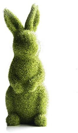 Glistenovelty Easter Moss Bunny Imitation Rabbit Figurine, Artificial Moss Grass Rabbit Statue for Easter Holiday Spring Garden Yard Decoration (Standing, Medium)