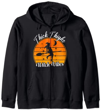 Witchy Vibes Thick Thighs Witch Vibes A Wee Bit Witchy Girls Zip Hoodie