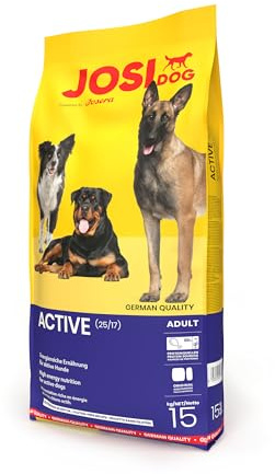 JosiDog Active (1 x 15 kg) | Adult | Premium Trockenfutter für ausgewachsene aktive Hunde | mit Geflügelfleisch verfeinert | glutenfrei | Powered by JOSERA | Hundefutter | Alleinfutter | 1er Pack