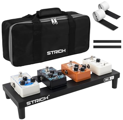 STRICH Pedalboard Guitare, Mini 15 Pédale de guitare en alliage d'aluminium 0,4 kg Super Light Effect Pedalboard 38,1 x 14,5 cm avec sac de transport