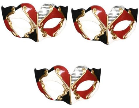 TOYANDONA Masque Venitien Homme 3 Pièces Mascarade Halloween Demi Cosplay Cheveux Courts Maquillage Enfant Masque Bal Masqué Homme Rouge