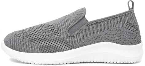 XL Mens Grey Slip On Knitted Gusset Canvas Shoe - Size 10 UK - Grey