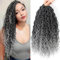 PORSMEER 6 paquets 45cm Noir/Gris de cheveux au crochet Faux Locs,cheveux de tressage Synthétiques pré-bouclés Doux Dreadlocks Tressage Cheveux Déesse Ondulés Extensions de Cheveux 12 brins/paquet