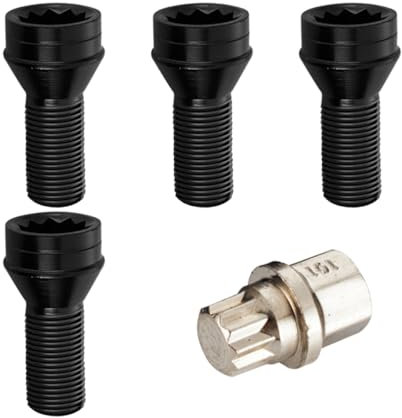 JNNJ 4 Stücke Radschrauben Schaftlänge Kugelbund, Radbolzen-Set Passend Für Auto Radschrauben, Radschrauben Radbolzen-Set Passend Für Modelle Autoteile, Stahl Radbolzen & Kontermutter Set Autoteile