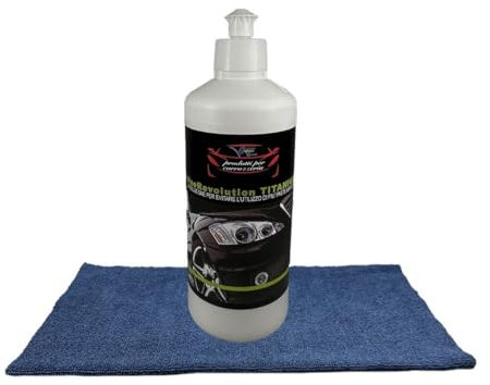 VAE Revolution Titanium Pasta Correttiva e Lucidante per Carrozzeria 500 gr con Panno in Microfibra, Formula Professionale con Silicio e Oli Vegetali, Taglio e Lucidatura in un Solo Passaggio