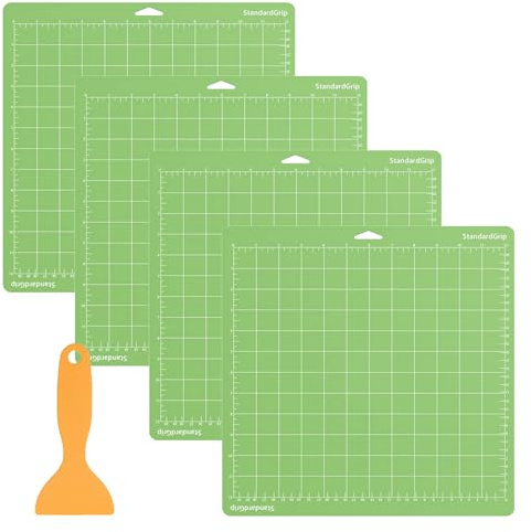 LCOUACEO Tappetino da Taglio per Cricut Maker 3/Explore 3/Air/Air 2, Tappetini da Taglio Autoadesivi 4 Pezzi Standard-Grip Cutting Mat, Antiscivolo Durevole Tappetino Accessori di Ricambio per Cricut