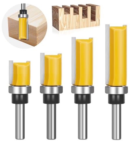 Fresa A Taglienti Diritti, 4 Pezzi Fresa Per Legno Gambo 8mm,Spianare Legno, Flauto Punta Dritta Fresa Per Lavorazione Del Legname, Lavori Fai Da Te Del