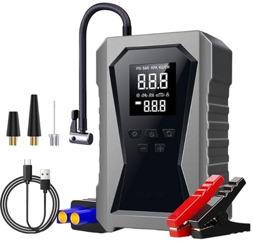 Ayuda de Inicio Auto - Compresor de Refuerzo de 12 voltios, Unidad de Ayuda de batería portátil | Dispositivo de Arranque rápido Multifuncional para Motocicleta con mecanismos de Seguridad d