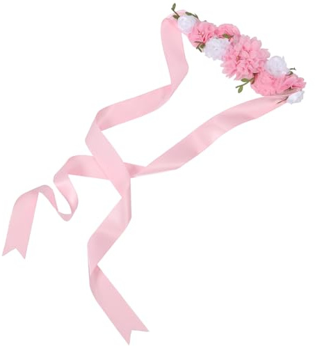 BESTonZON Cintura Decorativa per la Pancia in Gravidanza Fiori in Chiffon Fascia per Maternità Comoda e Morbida Accessorio per Shower e Feste per Future Mamme Colore Rosa Brillante