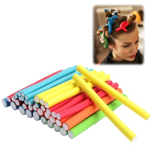 GZRXIOUS 40 pezzi Bigodini per Capelli, Flessibili Rulli per Capelli in Schiuma Twist Bastoncini per Ricci Delicati e Naturali, Adatto per Ricci Grandi e Piccoli Durante la Notte(Colore casuale)