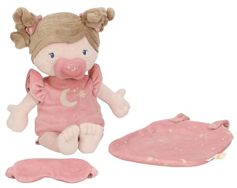 Little Dutch Muñeca de tela rosa – Juego de muñecas – con chupete magnético – Incluye saco de dormir y antifaz para dormir – para niñas a partir de 12 meses