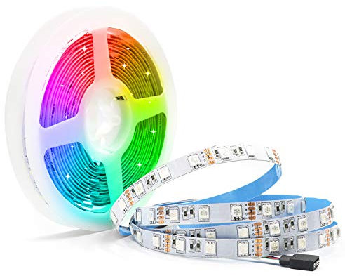 Arotelicht 12V 5M RGB 300 LEDs 5050SMD LED Leiste Strip Stripe Band Streifen Lichtleiste Lichterkette Lichter,RGB 12V 60LEDs/M (RGB, Nur 5M Strip, IP20)