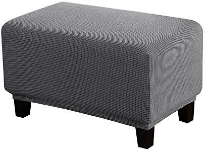 WINS - Funda de protección para reposapiés Rectangular, Funda de puf Cuadrada, Extensible, Funda de otomano, sofá Rectangular, Color Gris
