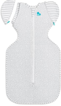 Love To Dream Swaddle Up Übergangssack Bamboo Lite, groß, 8,5–11 kg, Grauer Punkt, eng anliegende Passform, abnehmbare Flügel, 1,0 Tog (20–24 °C), maschinenwaschbar, Von Hebammen empfohlen