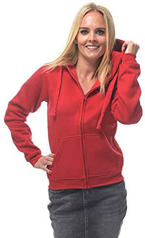 ROCK-IT Apparel I Giacca con Cappuccio da Donna I Felpa con Cerniera I Felpa con Cappuccio Premium per Il Tempo Libero o Il Lavoro [Taglia XS-XL] Alta qualità e Molto Morbida Rosso XL