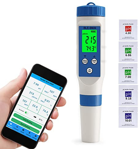 mingchengheng PH Messgerät - PH TDS EC Salt und Temperatur Set, Leitwertmessgerät mit hoher Genauigkeit und LCD Display, Wasserqualität Tester(ATC) für Trinkwasser/Schwimm/Aquarium/Pools