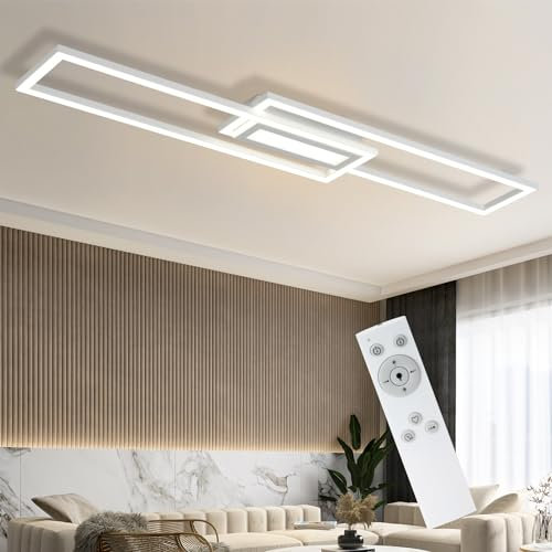 cliheet Deckenlampe LED Deckenleuchte Dimmbar - 50W Wohnzimmerlampe Modern Design Schlafzimmerlampe Wohnzimmer Schlafzimmer mit Fernbedienung Deckenbeleuchtung Geometrisch für Küche Flur Büro