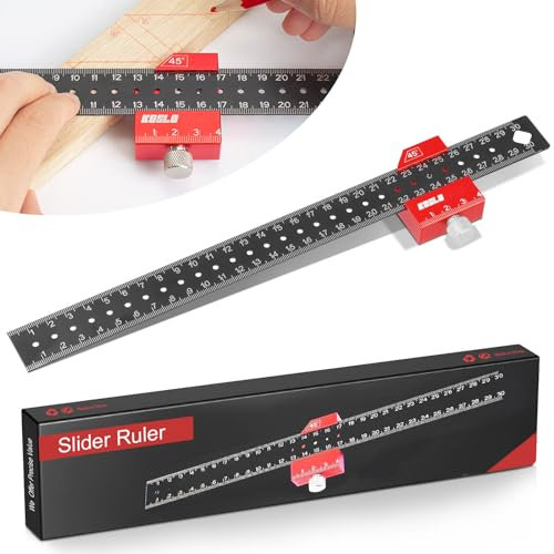 Anreißlineal Anreisswerkzeug Markierungslineal 300mm mit Anschlag, Streichmaß Edelstahl 45°/90° Anschlaglineal, Anreißlineal für Holzbearbeitung Anreißen & Zeichnen Heimwerken Handwerk