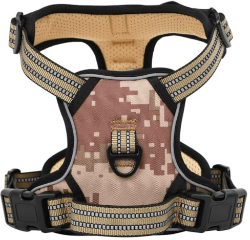 vidaXL Hundegeschirr, Brustgeschirr mit Leine Halsband, Sicherheitsgeschirr Reflektierend Verstellbar, Haustiergeschirr, Camouflage S Polyester