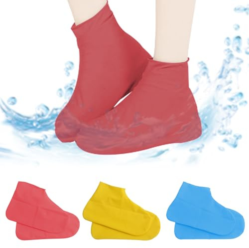 KASESSS 3Paires Couvre Chaussure Impermeable, Caoutchouc Protege Chaussure Pluie, Réutilisables Surchaussures Impermeables, Antidérapante Sur Chaussure Imperméable, Épaissi Protection Chaussure Pluie