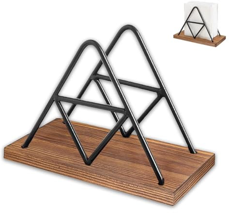 Serviettenhalter, Serviettenrahmen Holz und Metall, Aufgestellte Servietten, Moderner Papierhandtuchhalter, Dreieckiges Design, Serviettenständer für Tischdekoration im Restaurant, Hotel