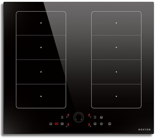 NOXTON Induktionskochfeld 4 Platten mit Doppelte Flexzonen, Induktionsfeld 60 cm Einbau mit Booster, Touch-Steuerung, Timer, Kindersicherung, Pause, 220V-240V, 7200W, Kein Stecker