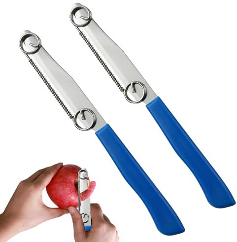 DONOONIS 2 pezzi di attacco coltello per sbucciare, coltello magico, coltello a taglio rapido, coltello multifunzione 3 in 1 in acciaio inox per verdure e frutta con molla regolabile