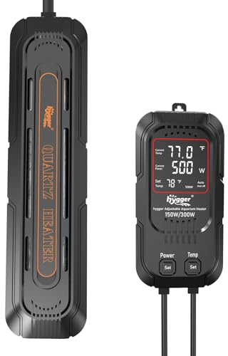 hygger Riscaldatore per Acquario con Potenza Regolabile 500W/1000W,Sommersibile Riscaldatori per Acquari con Controller per Acquari Dolce o Salata da 400-800Litri