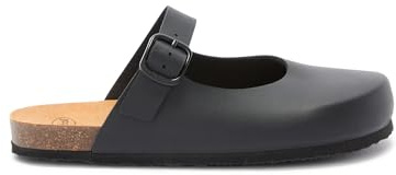 Scholl Jackie Mary Jane, Sabot Sintetico con Cinturino, Donna, Nero, 40 EU