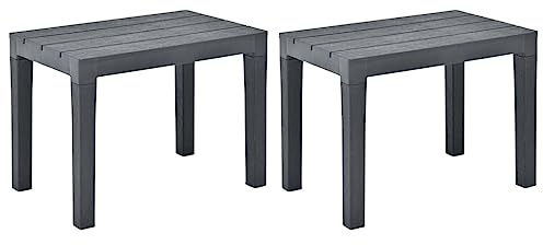 Mokuyary trädgårdsbänkar 2 st. Antracit plast, sittbänk, parkeringsbänk, utomhusbänk för trädgård, terrass, balkong