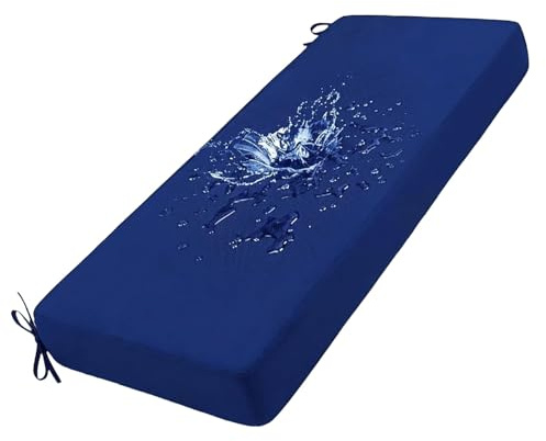 Generico Impermeabile Cuscino per Panchina da Esterno 120x40/100x50/100x40/140x40cm Antiscivolo con Cinghie, Cuscino per Panca da Esterno/Interno Comfort per Giardino, Terrazza(Style5,50x140x5cm)