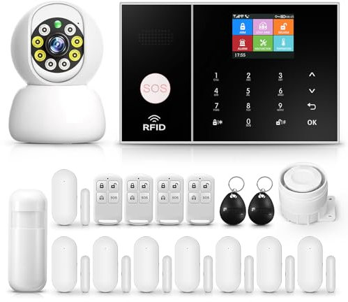 Drahtloses Hausalarmsystem, GSM-Einbruchalarmsystem mit intelligenter Fernbedienung, LCD-Display, Sprachansage, Haus-/Bürosicherheit