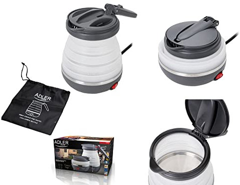Bollitore elettrico pieghevole Salvaspazio da Viaggio elettrico portatile, mini bollitore elettrico da 600 ml, silicone per uso alimentare, per escursioni, campeggio ufficio casa
