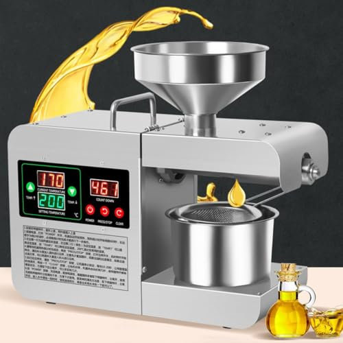 Essential Oil Press Machine, 304 Stainless Steel Nut Oil Extractor Seeds - 820W Cold Hot Press Seed Oil Extractor for Home Kitchen and Commercial Use