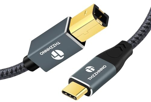 Thzzhnno Câble d'imprimante USB B vers USB C 2M, Câble USB C vers USB B pour MacBook Pro, Câble MIDI pour Yamaha Casio Digital Piano, Clavier MIDI, Contrôleur DJ