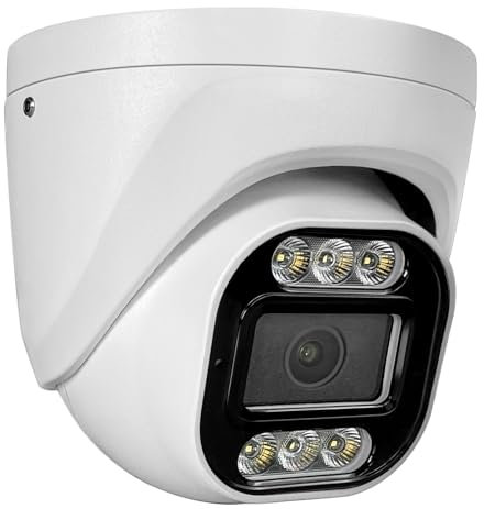 MWRCTV 4MP Security Audio Dome Camera Smart Dual Light PoE Turret AI Human Detection 3.6mm 85° Wide Angle Lens Color Night Vision Built-in Mic IP67 Waterproof Only for NVR/RTSP Usage