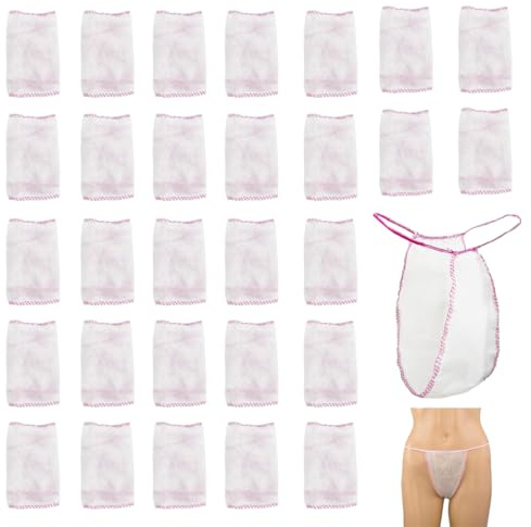 OUDQFCJ 30 Pcs String Jetable Femme avec Gousset en Coton Accessoire pour Soins Cosmétiques & Médicaux Slip Hygiénique Jetable pour Usage Professionnel Blanc