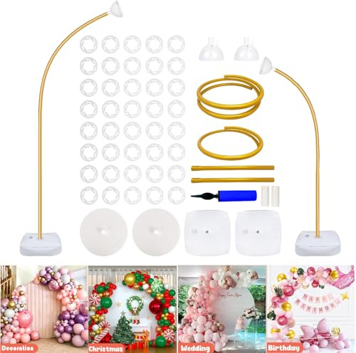 CACUINA Balloon Arch Stand with Base - 8.2ft & 5ft Balloon Arch Kit with Bendable Tubes, Half Arch Stand, Balloon Column & Arch Frame for Weddings, Birthdays, Baby Showers Reusable