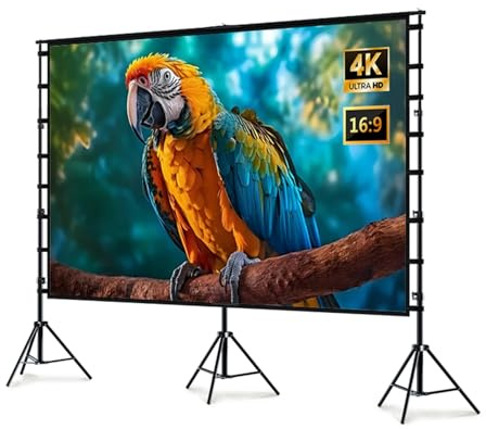 Schermo Cinematografico Mobile da Esterno da 180pollici con Treppiede, Schermo per Proiettore Portatile 16:9, Pieghevole per Home Theater