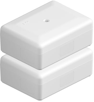 Temolink IP44 ytmonterad kopplingsdosa ABS 2 stycken, stänksäker distributionslåda för inomhus- och utomhusbruk, kopplingsdosa med förberedda kabelutgångar och skruvat lock, 100 × 75 × 40 mm, vit