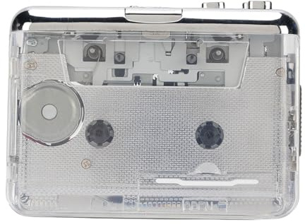 Vvikizy Bärbar Kassettbandspelare, USB C-kassett Till MP3-omvandlare med Automatisk återspolning och Brusreducerande Hörlurar för PC Laptop Transparent