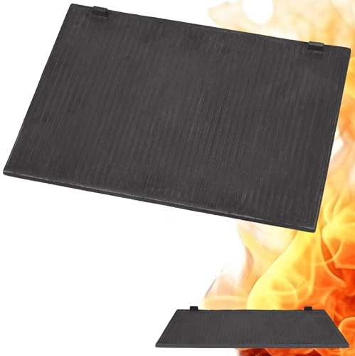 KOTARBAU® Kamin Bakplatta - Öppen Spis Bakplattor - Gjutjärn - 46 x 35 cm - Eldbaksida för Öppen Spis - Anthracite - Väggskydd Till Öppna Spisen - Randigt Mönster - Hög Temperaturbeständighet