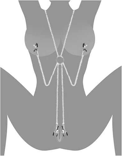 Rudfovn Nipple Clamps Women Adult with Chain, Non-Piercing Adjustable Breast Clips Labia Clit Clamp, BDSM Toy for Couple Pleasure