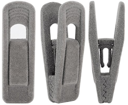 Corodo Non-Slip Velvet Hangers Clips, 20 Pack Strong Coat Hanger Clips Grey | Removable Clothes Clips for Velvet Trousers Hangers, Felt Hanger Finger Clips for Hanging Shirts, Skirts & Silks