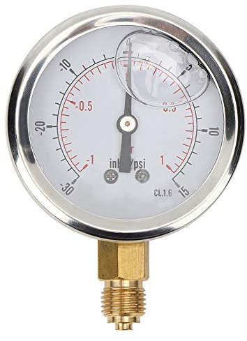 Fafeicy Wasserdruckmesser, Manometer TS - PGGZ60Z4-1bar 1/4BSP Y60 Axialölgefülltes Vakuum-Manometer Edelstahl Druckmessgerät für Wasser, Öl, Luft und Erdgas
